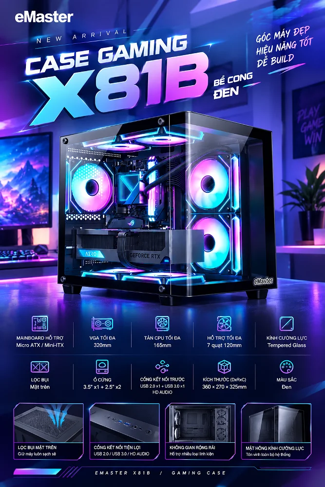 CASE GAMING EMASTER X81-B - Ảnh 2
